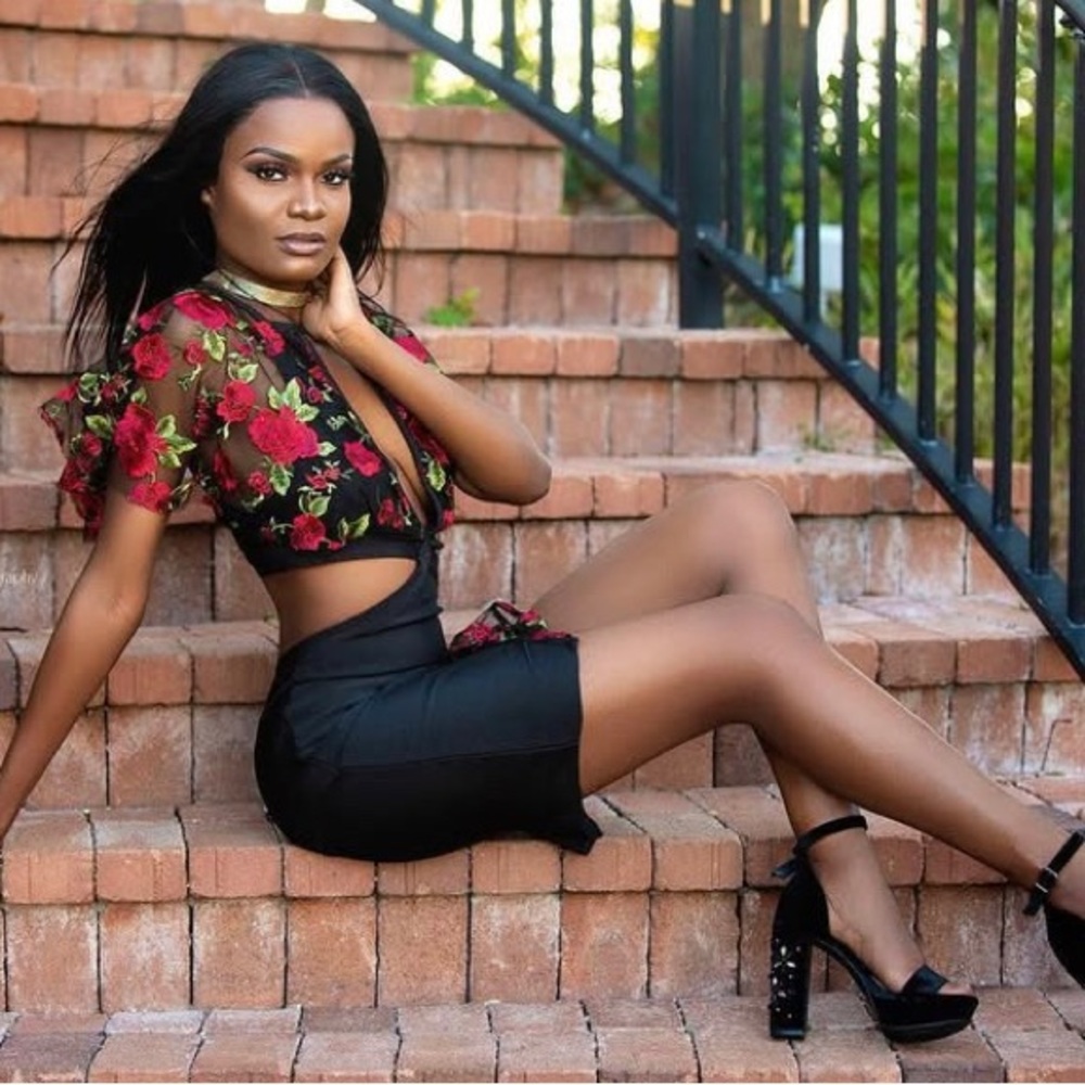 Black Mini Pencil Dress with Cut Out Tie Front